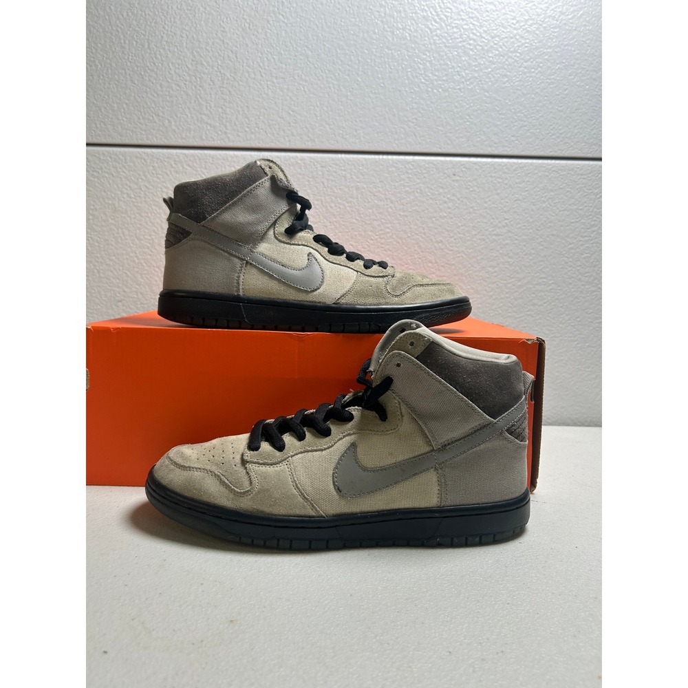 Nike SB Dunk High Pro Medium Grey Black Canvas Suede 8m #2799